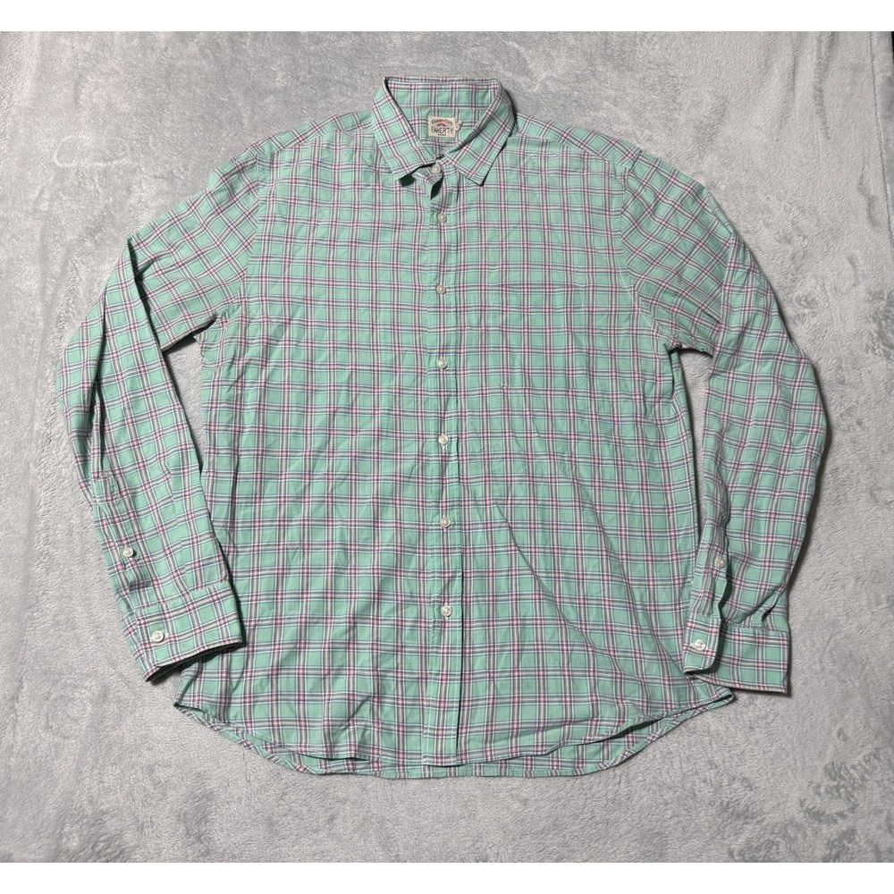 Faherty Mens Large Multi Color Plaid Button Down Long Sleeve Shirt Cotton